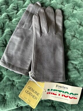 Fownes Slate Gray Classic Matisse Leather Gloves Size 7.5 NWT